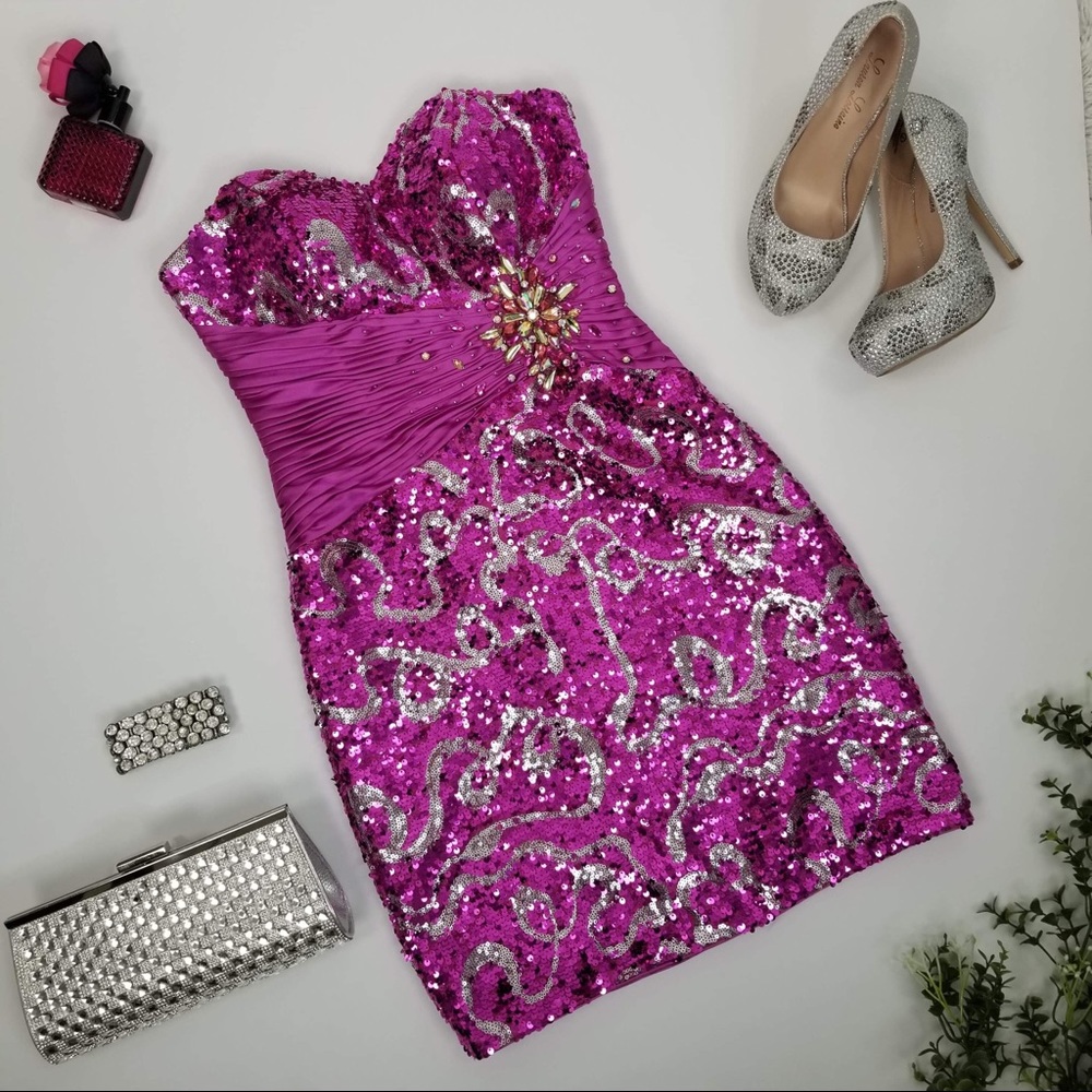 Riva Designs Pink Sequin Dress, sz 0